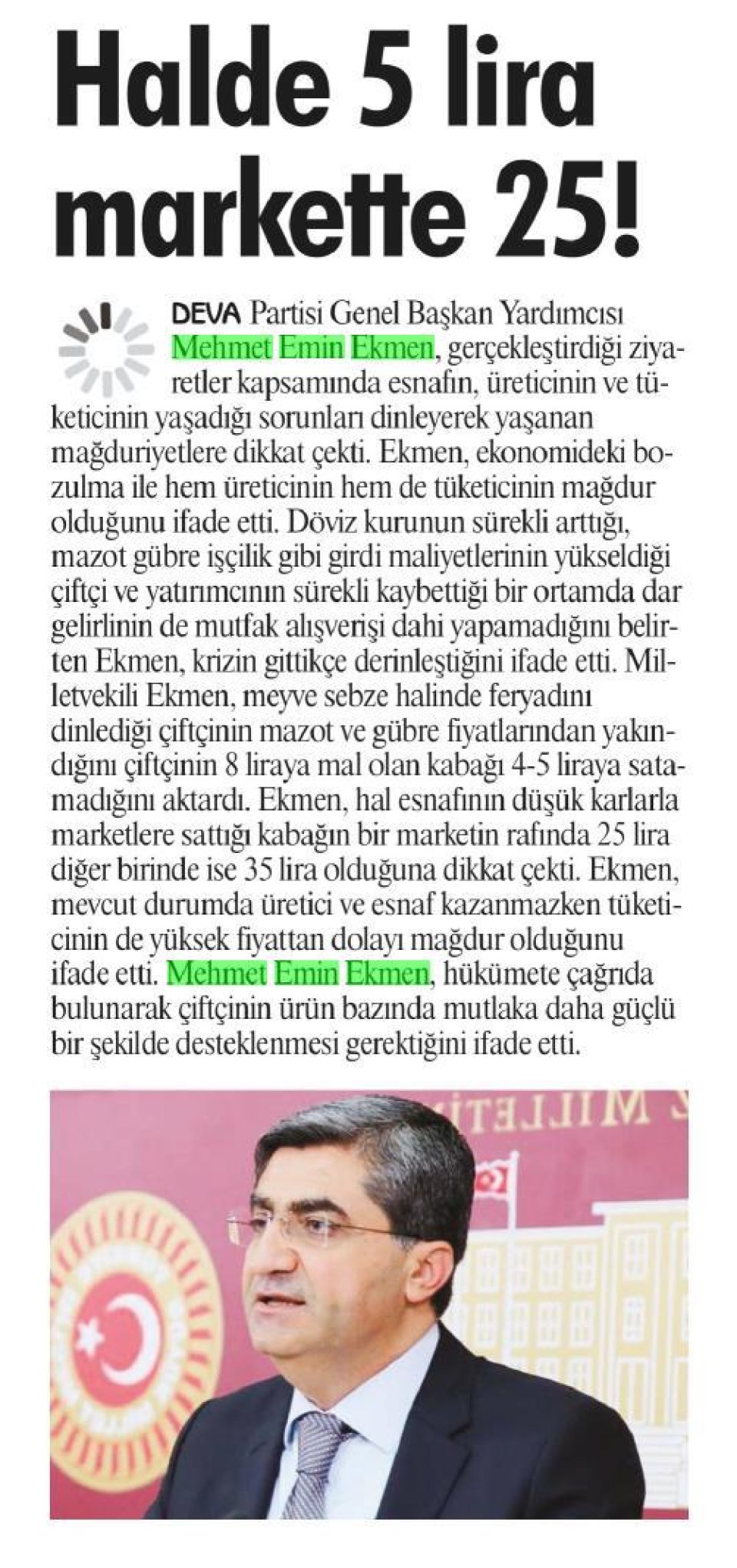 HALDE 5 LİRA MARKETTE 25!