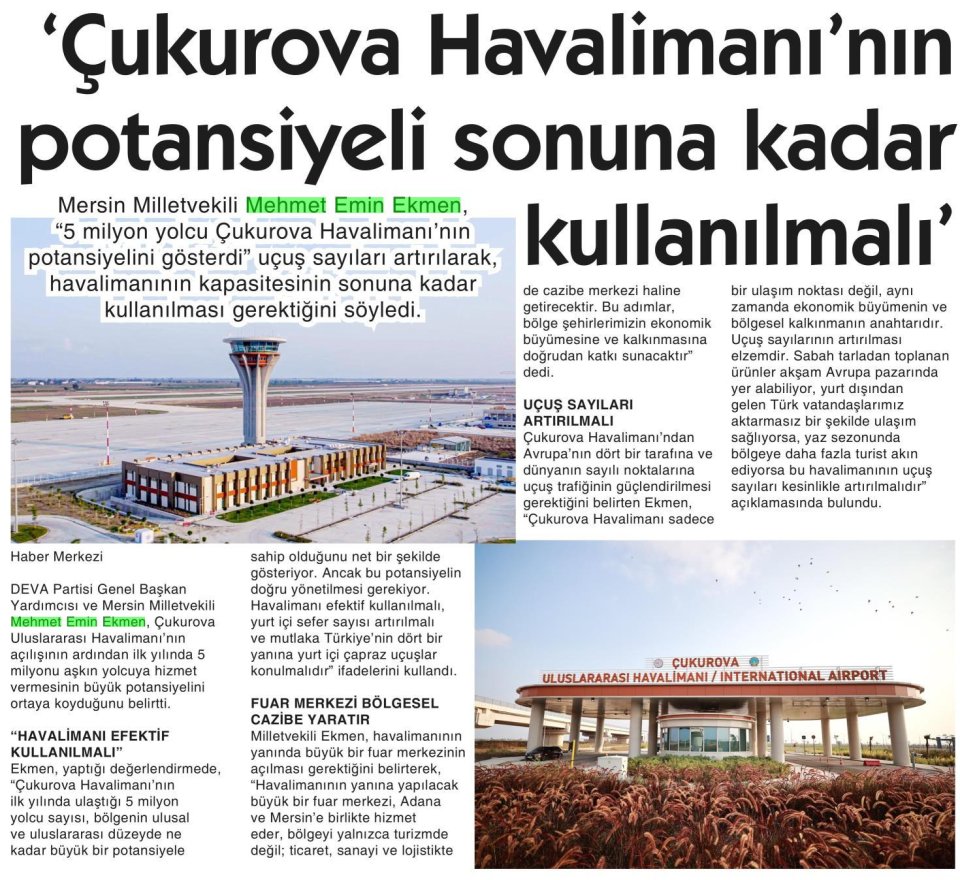 'HAVALİMANI EFEKTİF KULLANILMALI'
