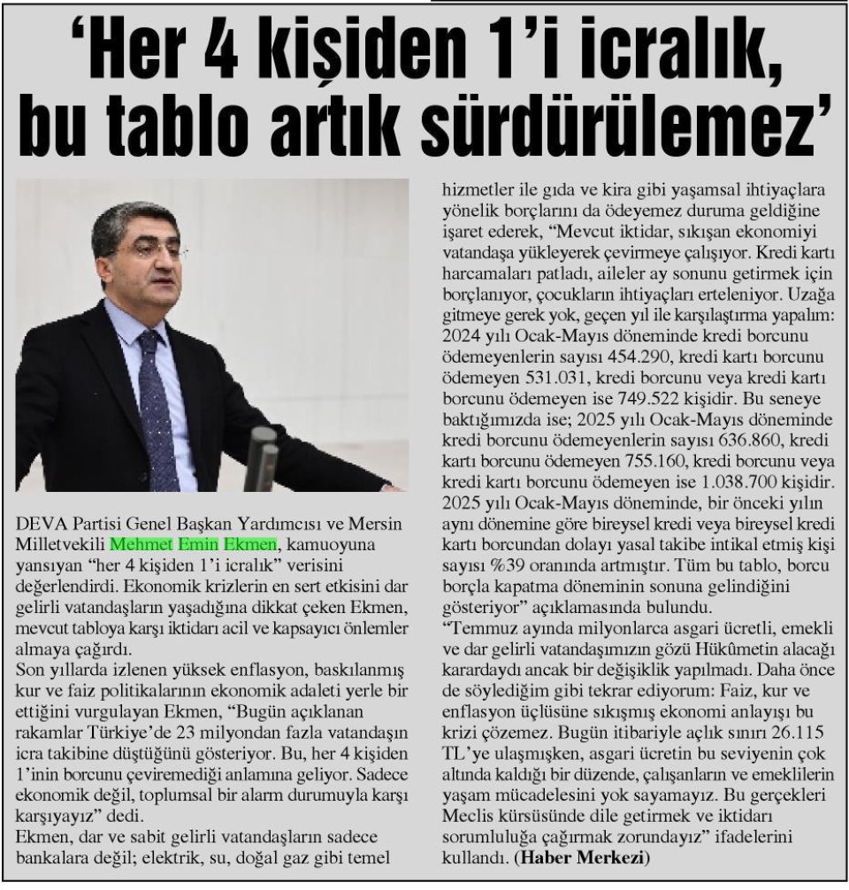 'HER 4 KİŞİDEN 1'İ İCRALIK, BU TABLO ARLIK SÜRDÜRÜLEMEZ'