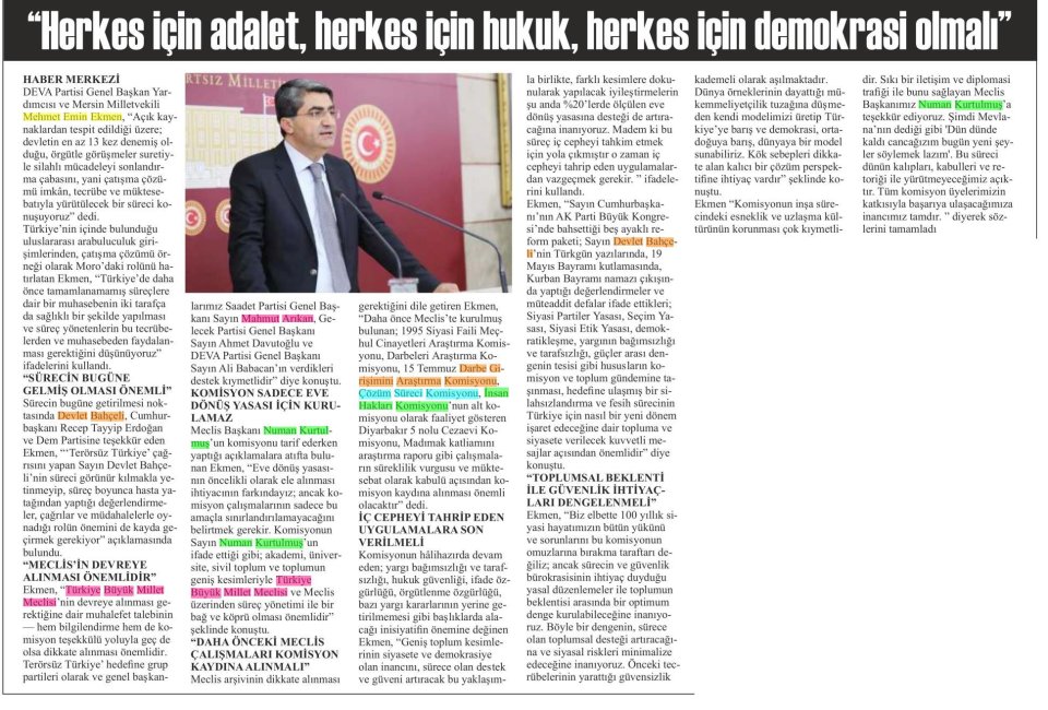 HERKES İÇİN ADALET HERKES İÇİN HUKUK HERKES İÇİN DEMOKRASİ OLMALI