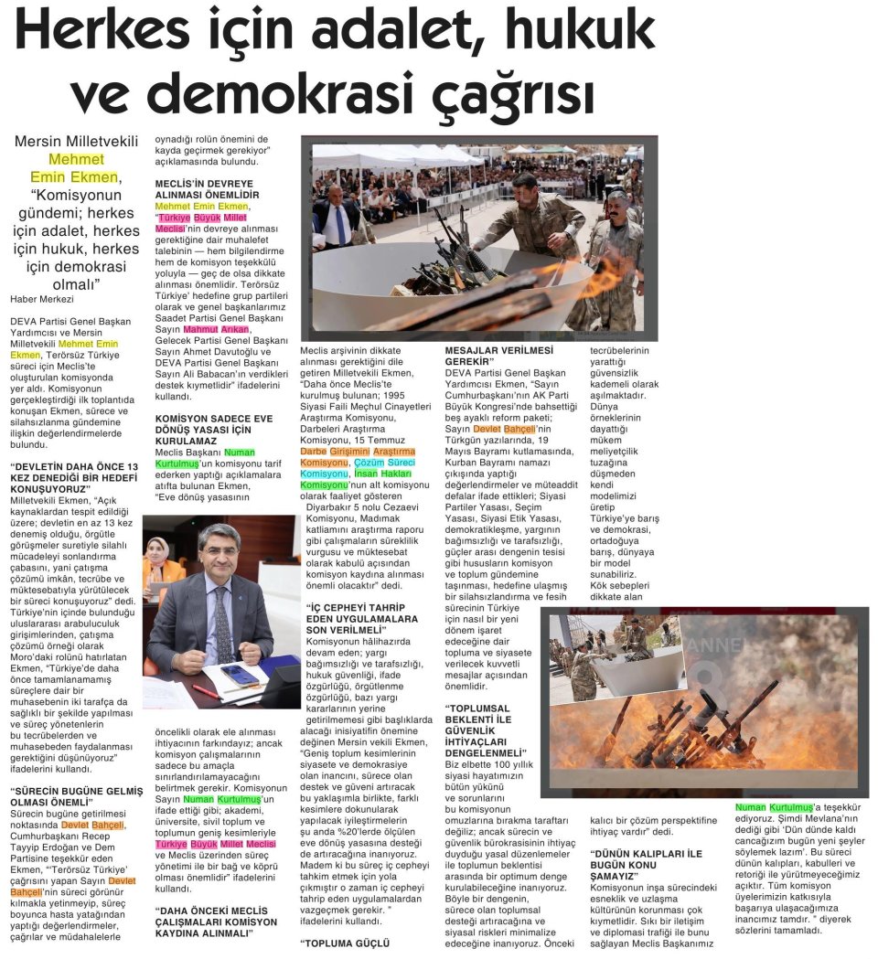 HERKES İÇİN ADALET, HUKUK VE DEMOKRASİ ÇAĞRISI