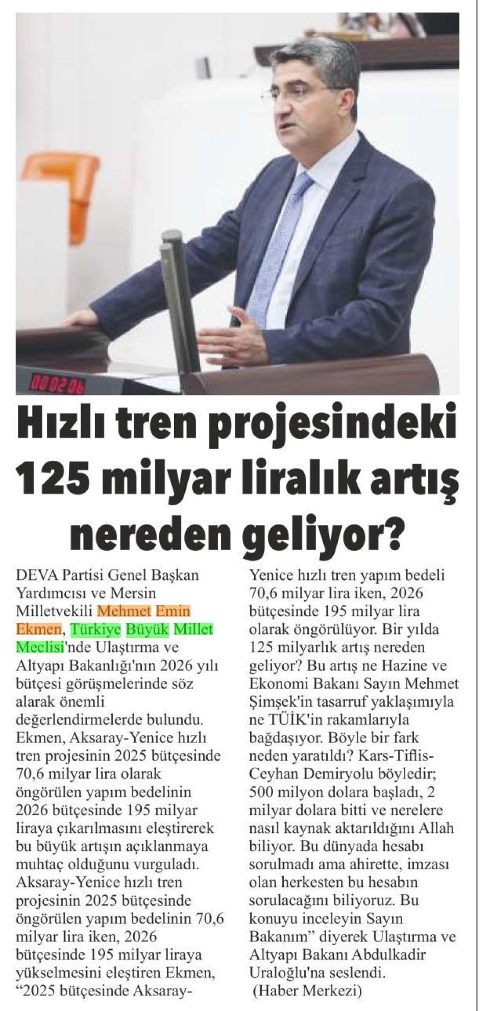 HIZLI TREN PROJESİNDEKİ 125 MİLYAR LİRALIK ARTIŞ NEREDEN GELİYOR