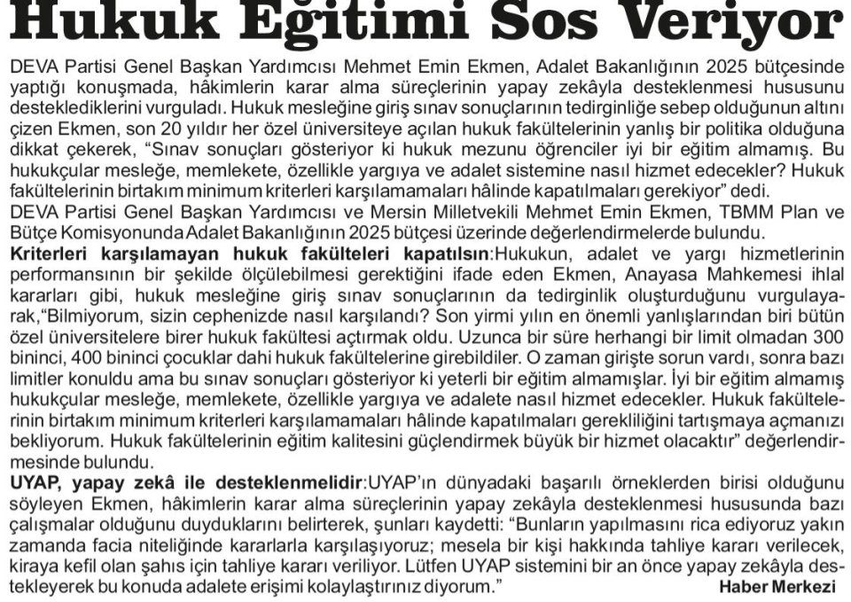 HUKUK EĞİTİMİ SOS VERİYOR