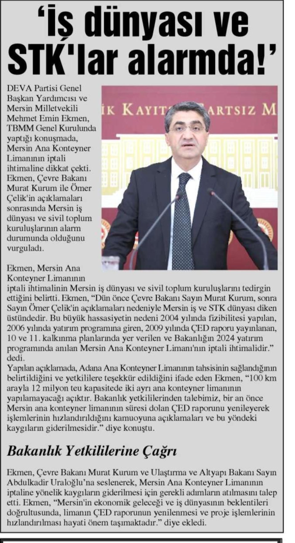 'İŞ DÜNYASI VE STK'LAR ALARMDA!'