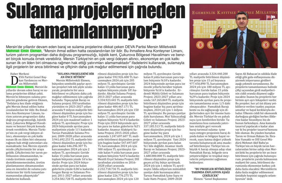 İKTİDAR, MERSİN'İ CEZALANDIRIYOR!