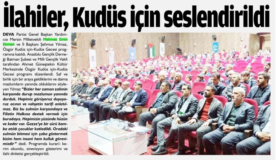İLAHİLER, KUDÜS İÇİN SESLENDİRİLDİ