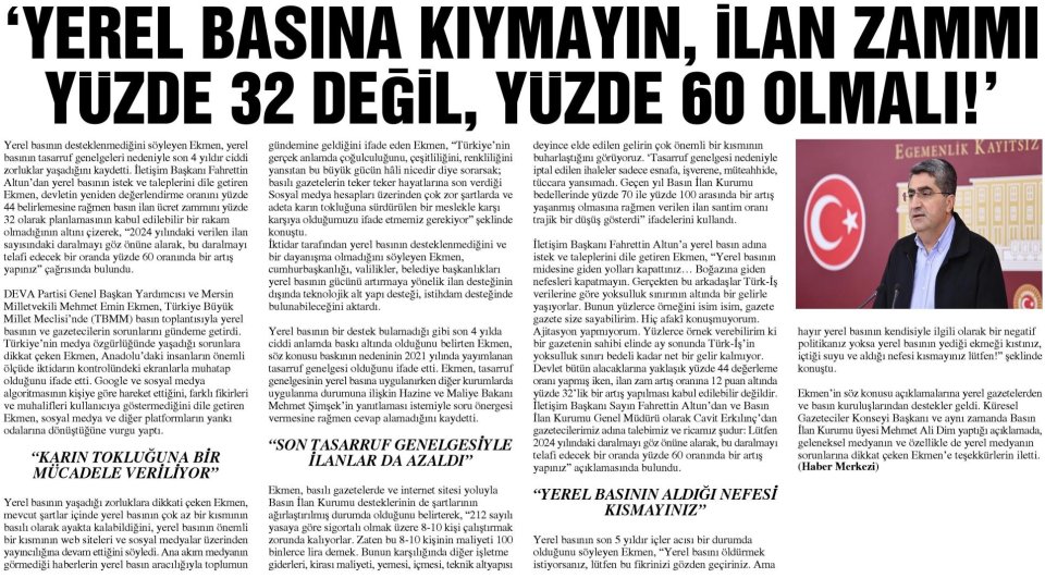 İLAN ZAMMI YÜZDE 32 DEĞİL, YÜZDE 60 OLMALI!