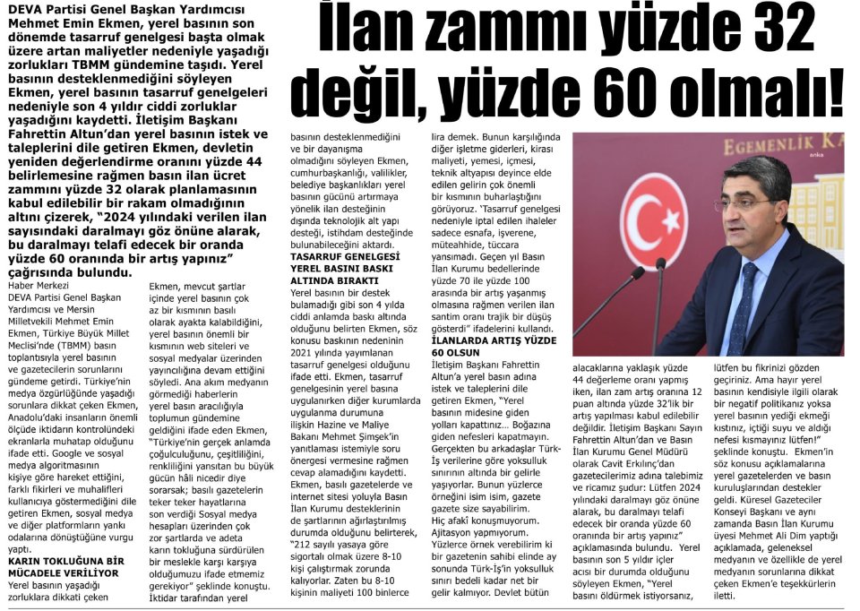 İLAN ZAMMI YÜZDE 32 DEĞİL YÜZDE 60 OLMALI
