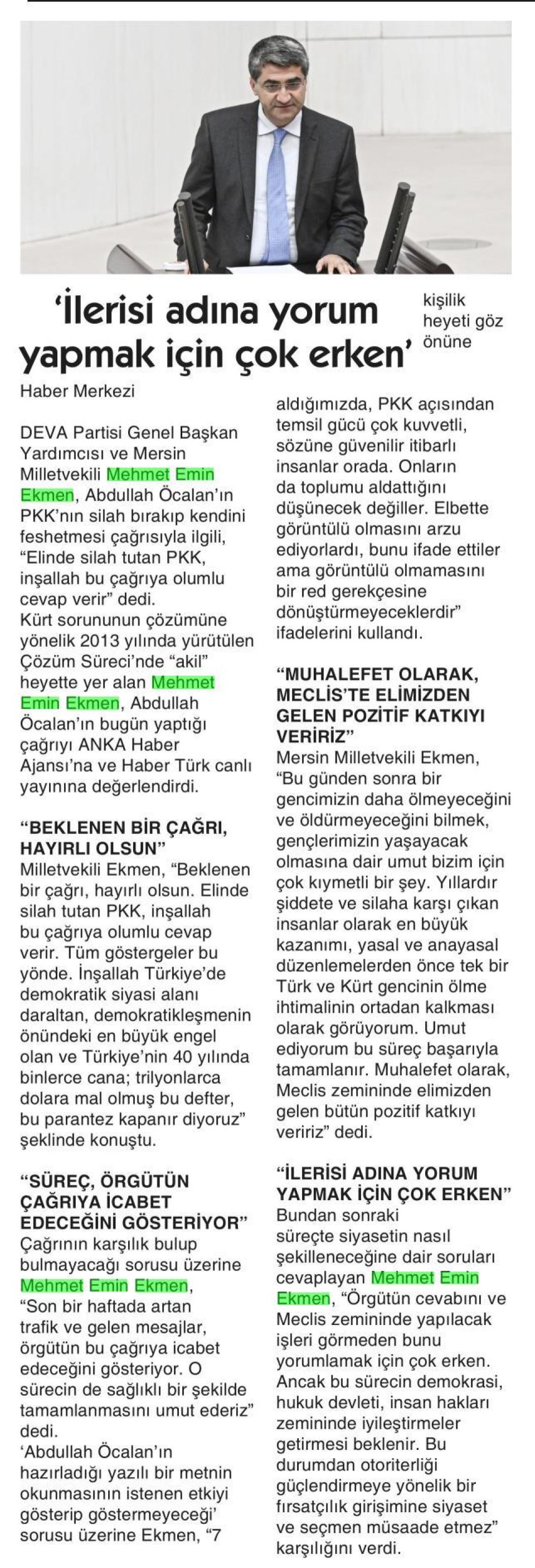 İLERİSİ ADINA YORUM YAPMAK İÇİN ÇOK ERKEN