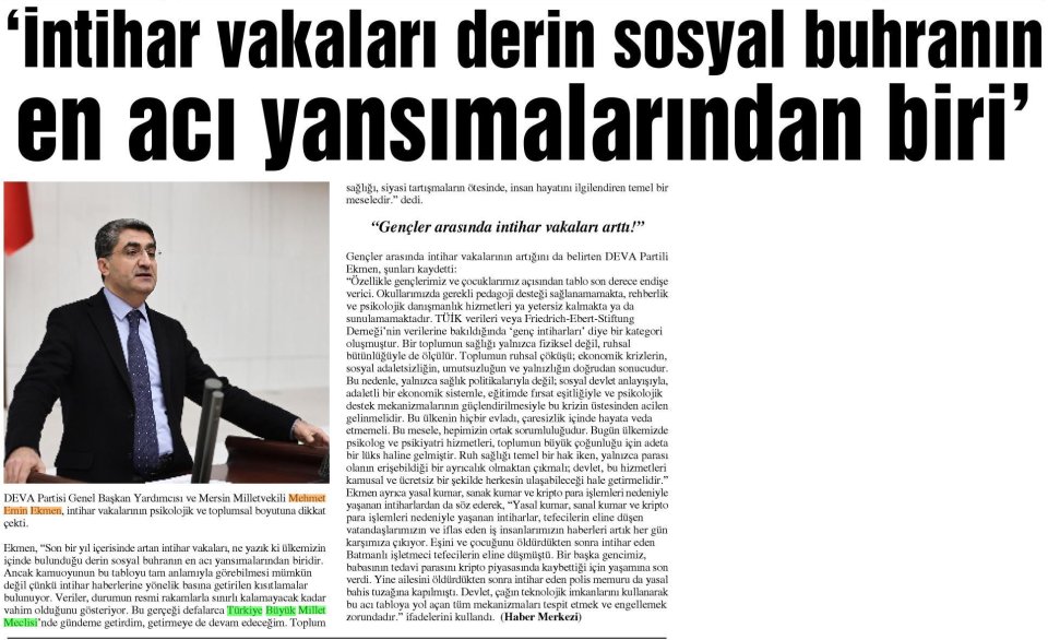 İNTİHARLAR, DERİN SOSYAL BUHRANIN EN ACI YANSIMALARI!'