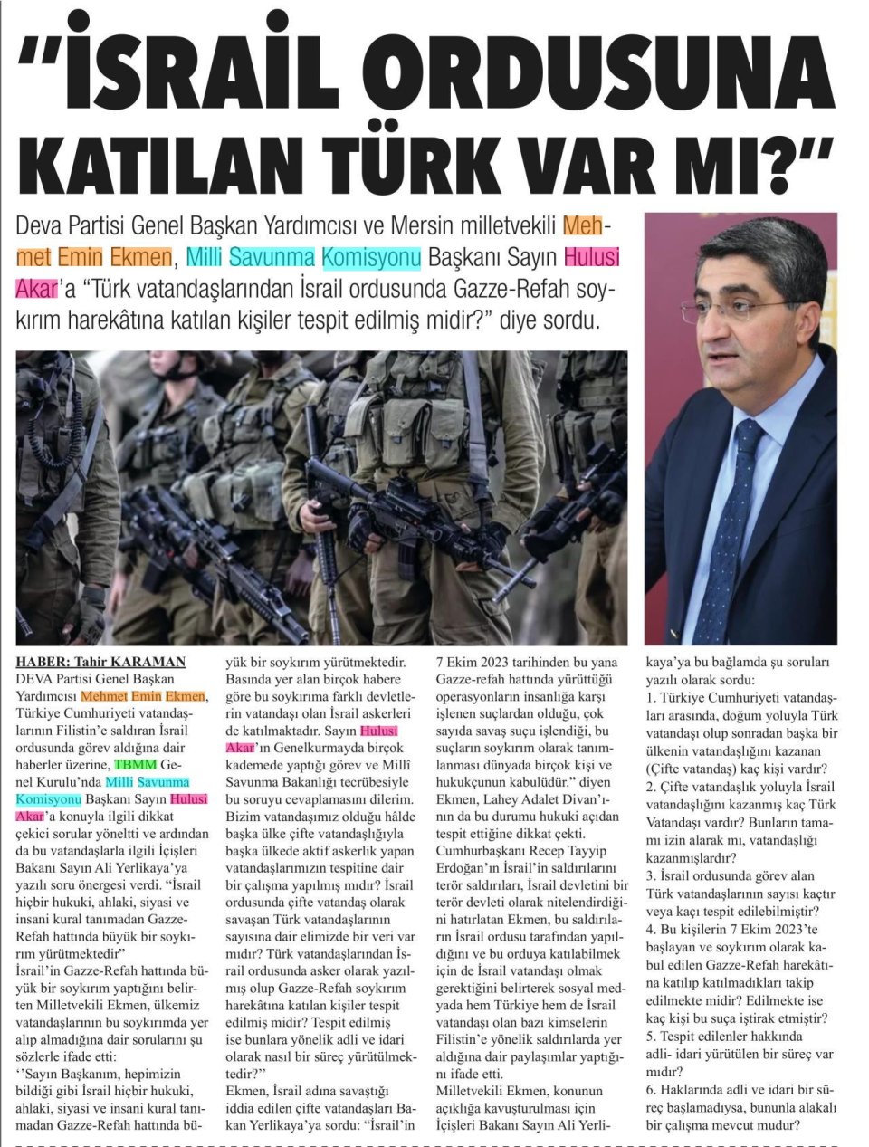 İSRAİL ORDUSUNA KATILAN TÜRK VAR MI