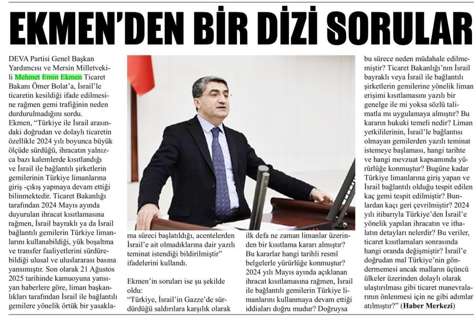 İSRAİL'LE GEMİ TRAFİĞİ NEDEN KESİLMEDİ