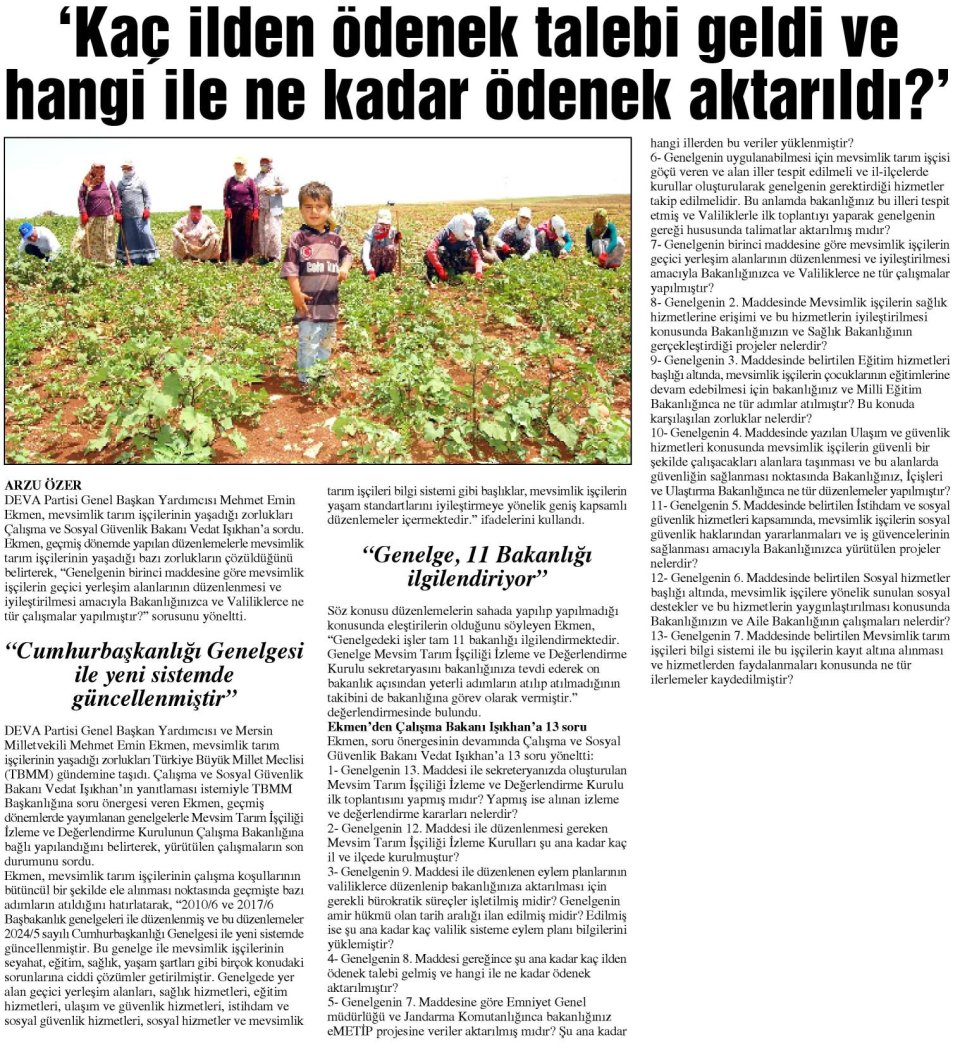 'KAÇ İLDEN ÖDENEK TALEBİ GELDİ VE HANGİ İLE NE KADAR ÖDENEK AKTARILDI?'