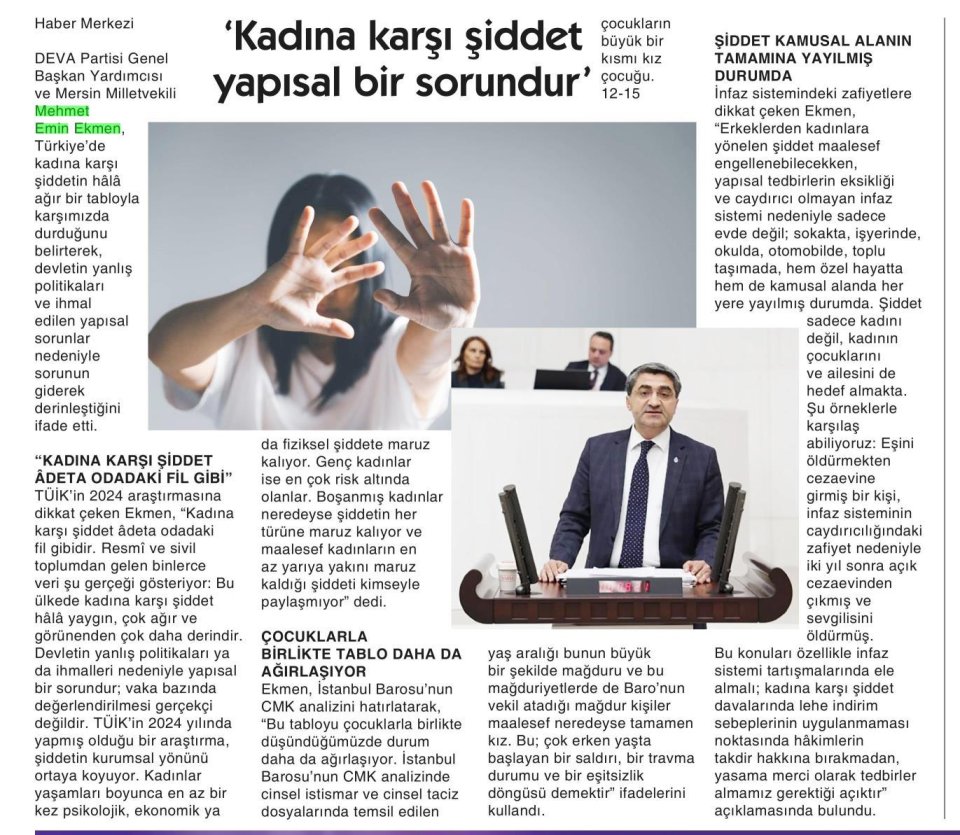 'KADINA KARŞI ŞİDDET YAPISAL BİR SORUNDUR'