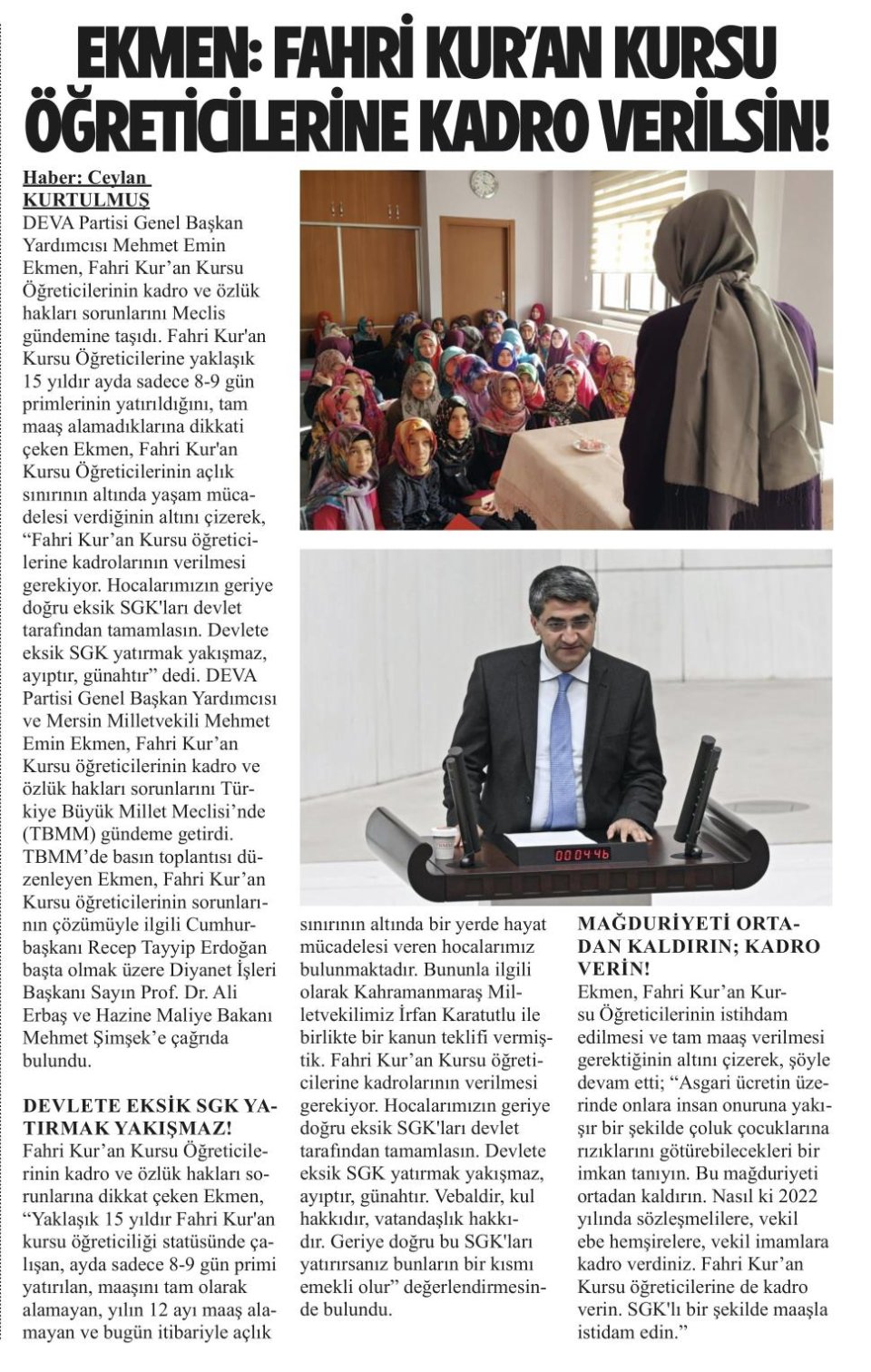KADRO VERİLSİN