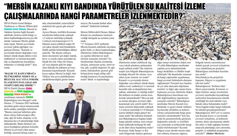 KAZANLI'DAKİ BALIK ÖLÜMLERİ MECLİS GÜNDEMİNDE