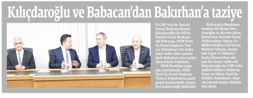 KILIÇDAROĞLU VE BABACAN'DAN BAKIRHAN'A TAZİYE