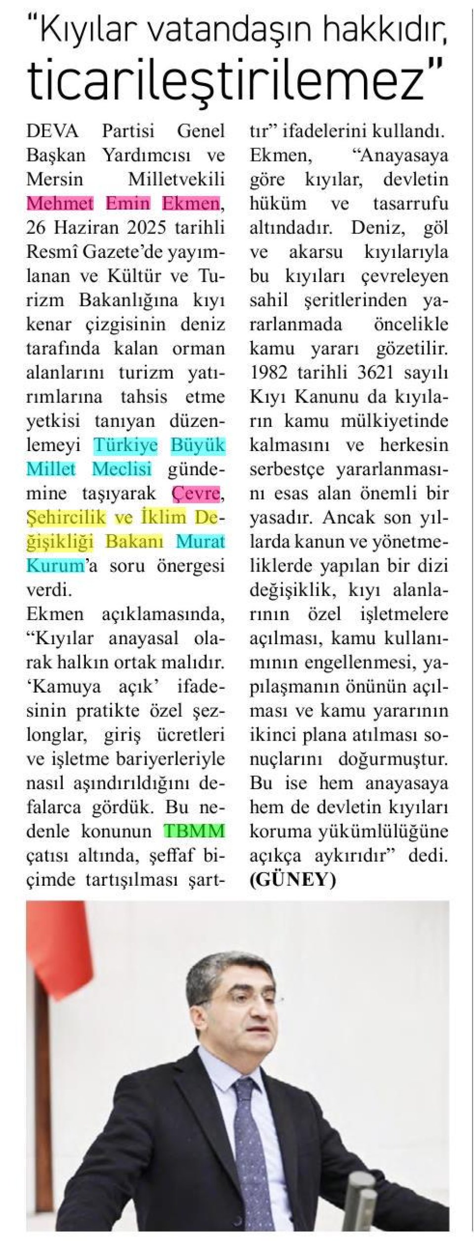 KIYILAR VATANDAŞIN HAKKIDIR