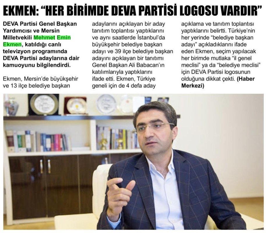 KMEN: HER BİRİMDE DEVA PARTİSİ LOGOSU VARDIR