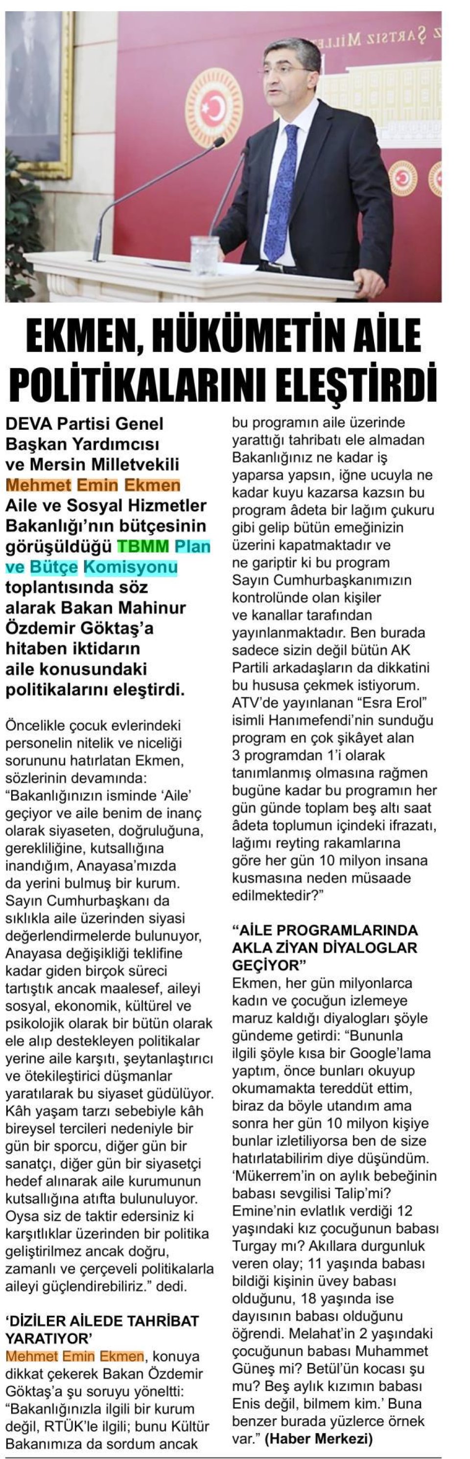 KMEN, HÜKÜMETİN AİLE POLİTİKALARINI ELEŞTİRDİ