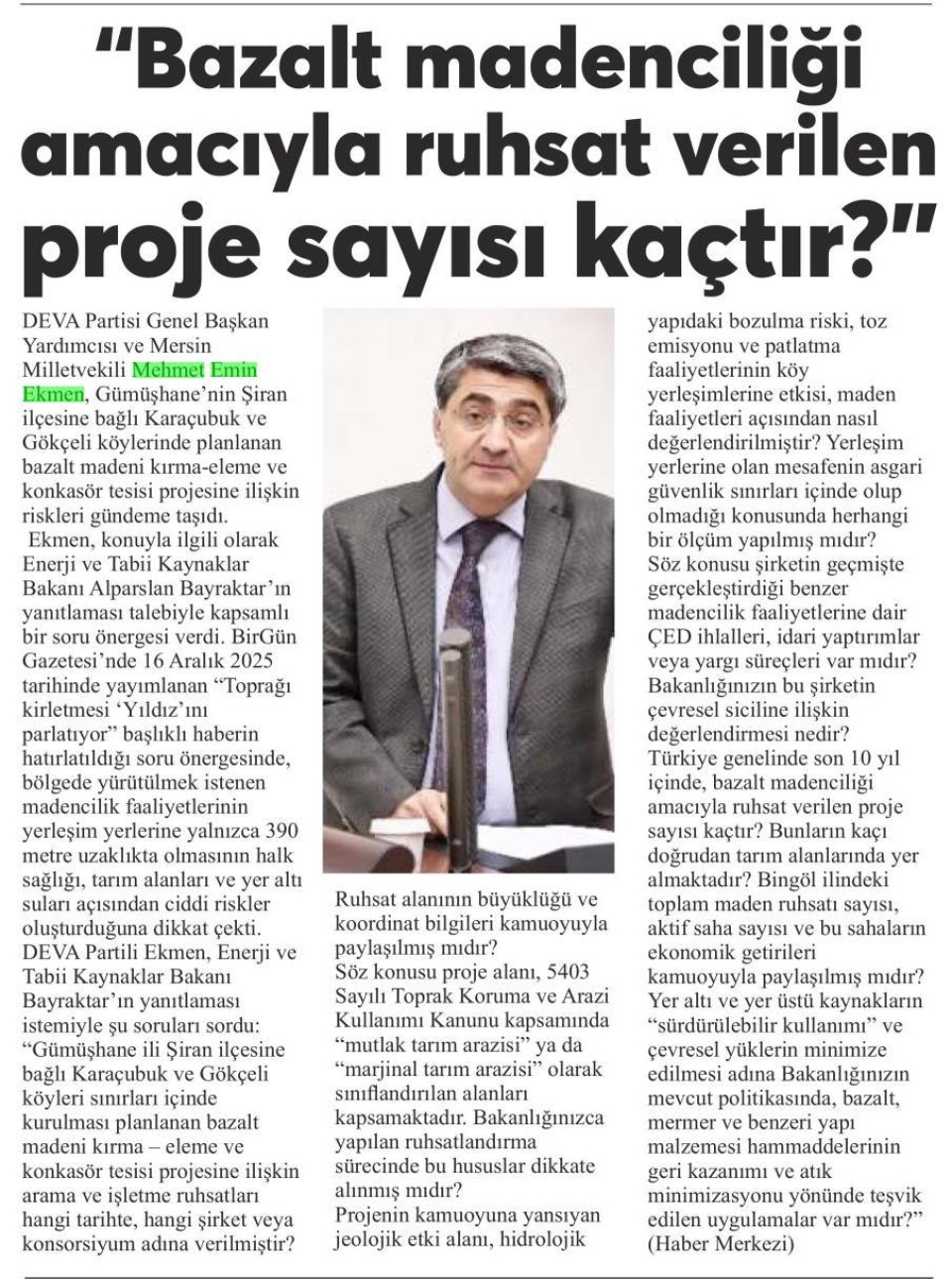 KONKASÖR TESİSİ PROJESİNE İLİŞKİN RİSKLER MECLİS GÜNDEMİNDE