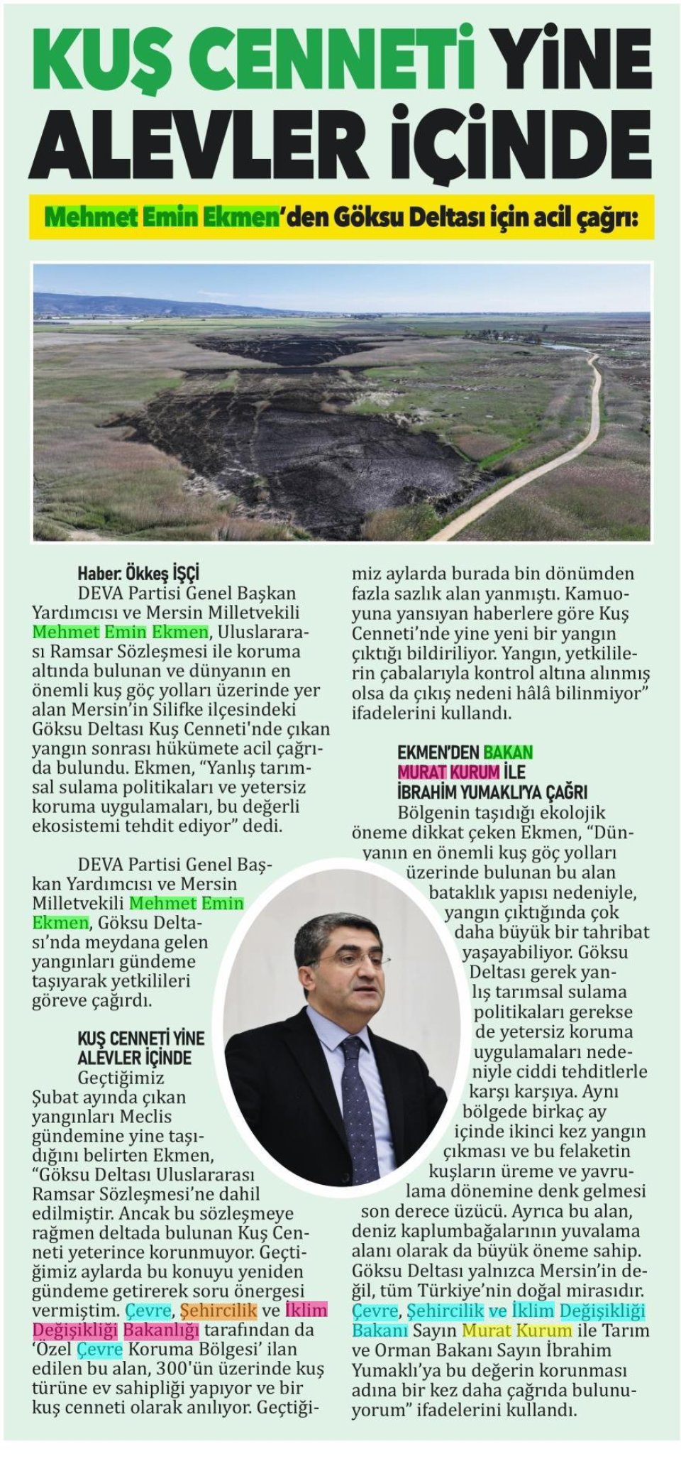 KUŞ CENNETİ YİNE ALEVLER İÇİNDE