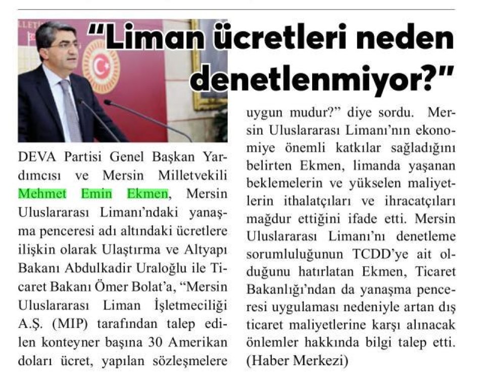 LİMAN ÜCRETLERİ NEDEN DENETLENMİYOR?