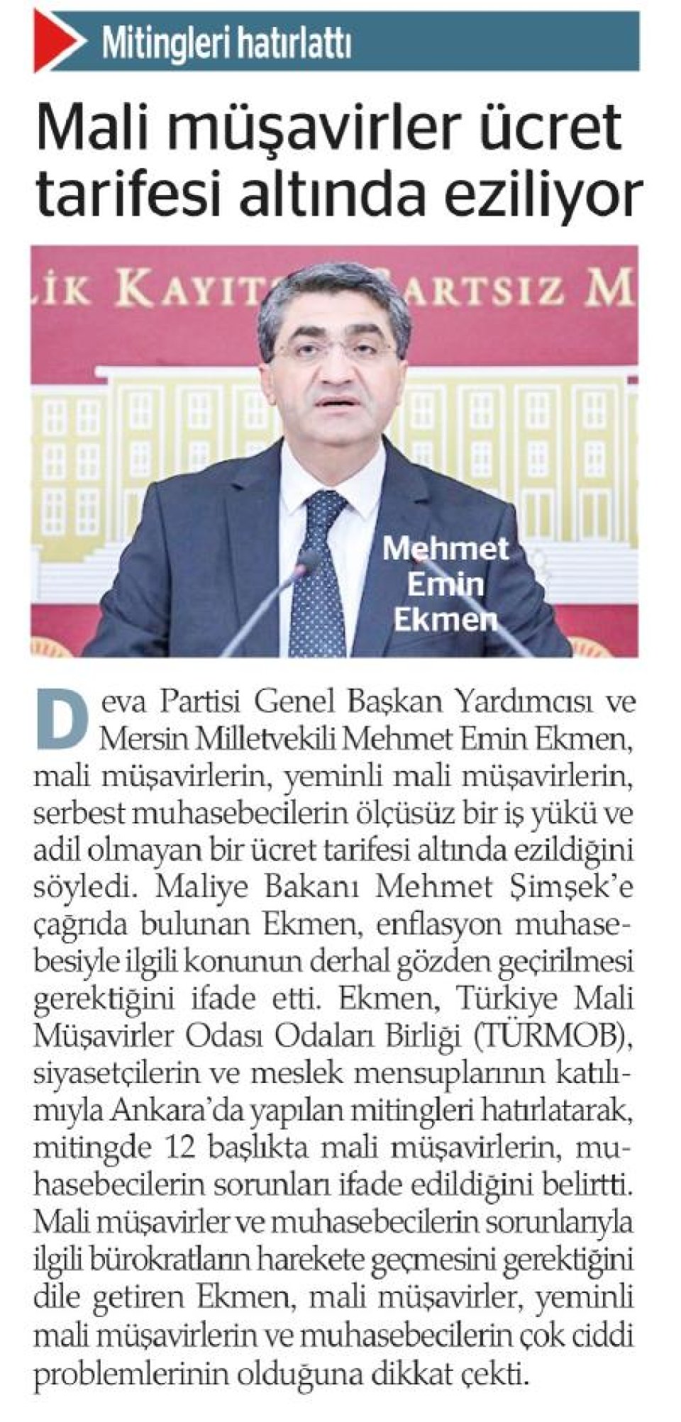 MALİ MÜŞAVİRLER ÜCRET TARİFESİ ALTINDA EZİLİYOR
