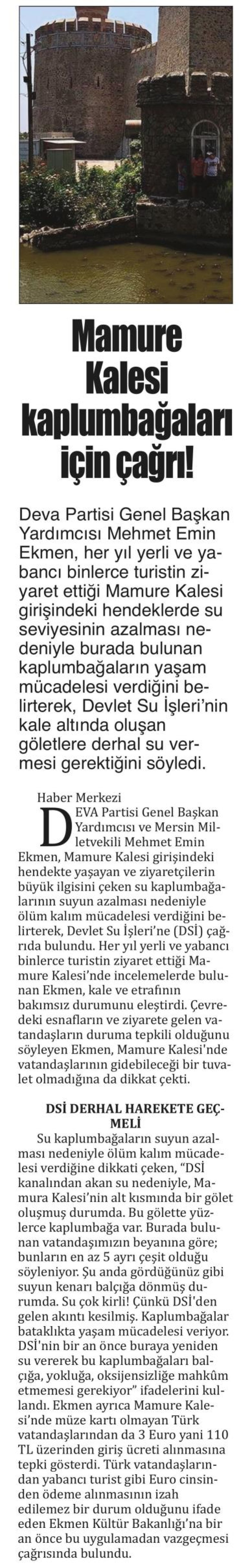MAMURE KALESİ KAPLUMBAĞALARI İÇİN ÇAĞRI!