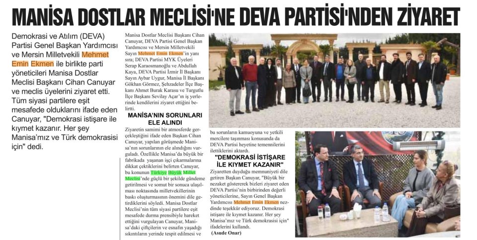 MANİSA DOSTLAR MECLİSİNE DEVA PARTİSİNDEN ZİYARET