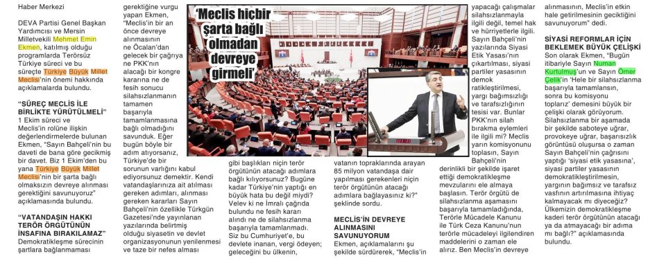 MECLİS HİÇBİR ŞARTA BAĞLI OLMADAN DEVREYE GİRMELİ