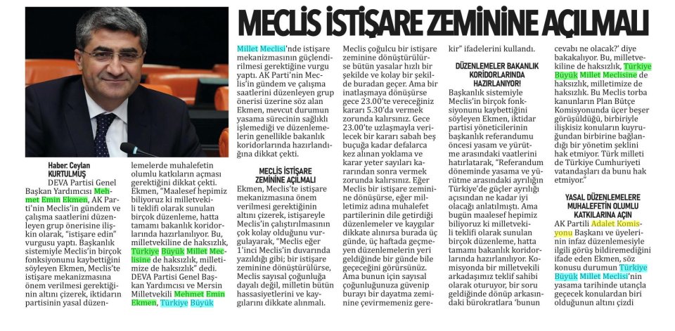MECLİS İSTİŞARE ZEMİNİNE AÇILMALI