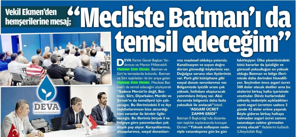 MECLİSTE BATMANI DA TEMSİL EDECEĞİM