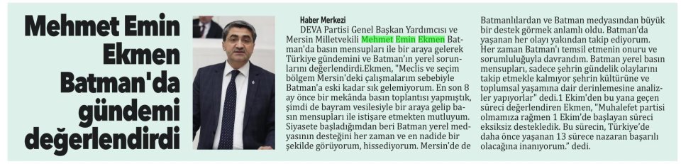  MEHMET EMİN EKMEN BATMAN'DA GÜNDEMİ DEĞERLENDİRDİ