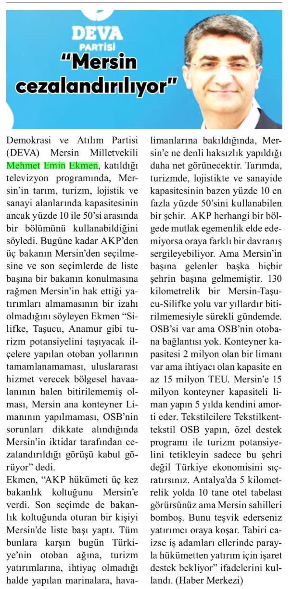 MERSİN CEZALANDIRILIYOR