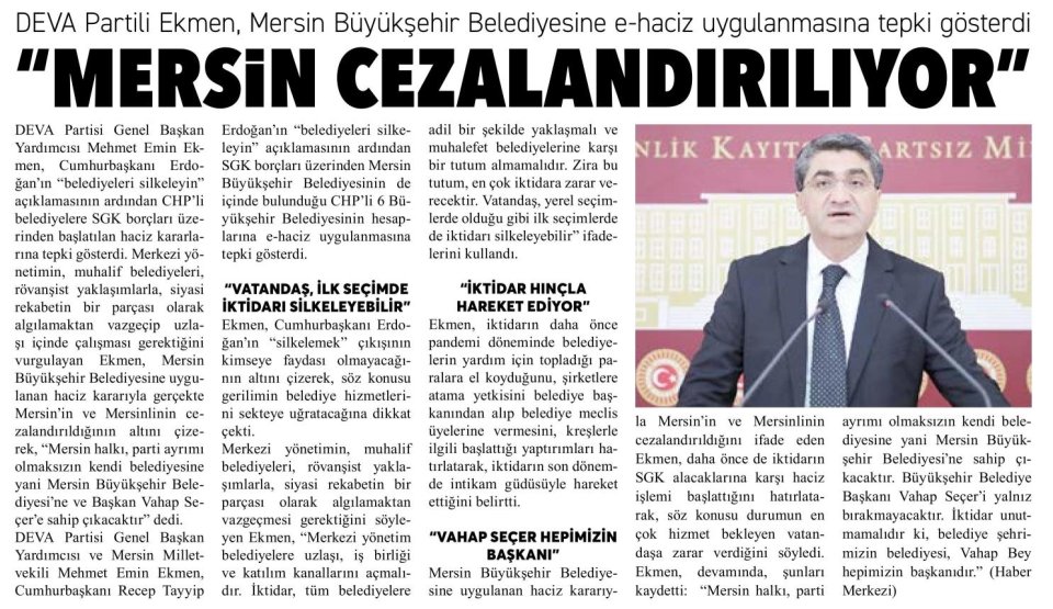 MERSİN CEZALANDIRILIYOR