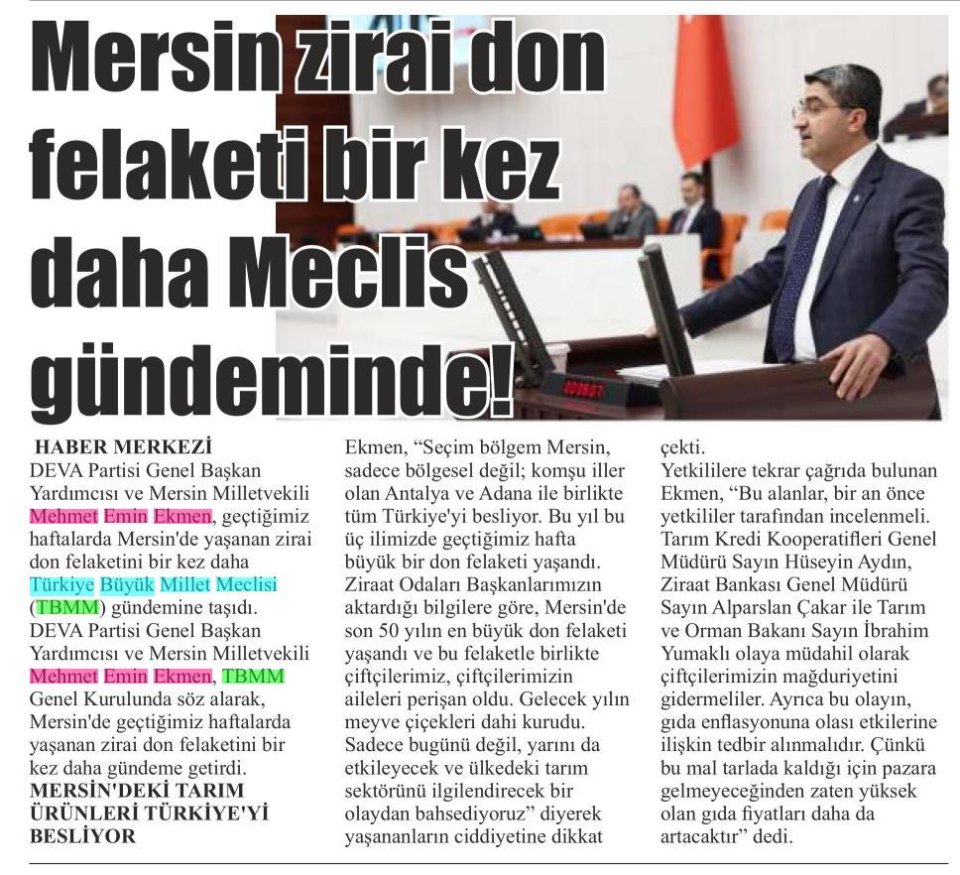 MERSİN, FELAKETİ DAHA MECLİS GÜNDEMİNDE!