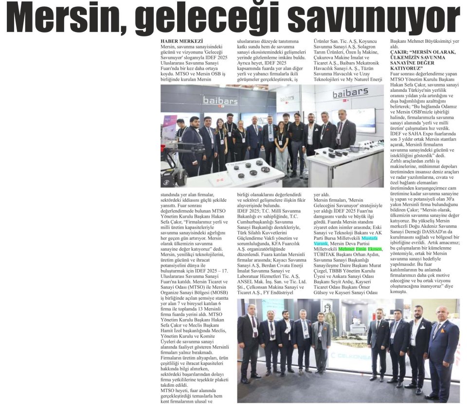 MERSİN, GELECEĞİ SAVUNUYOR