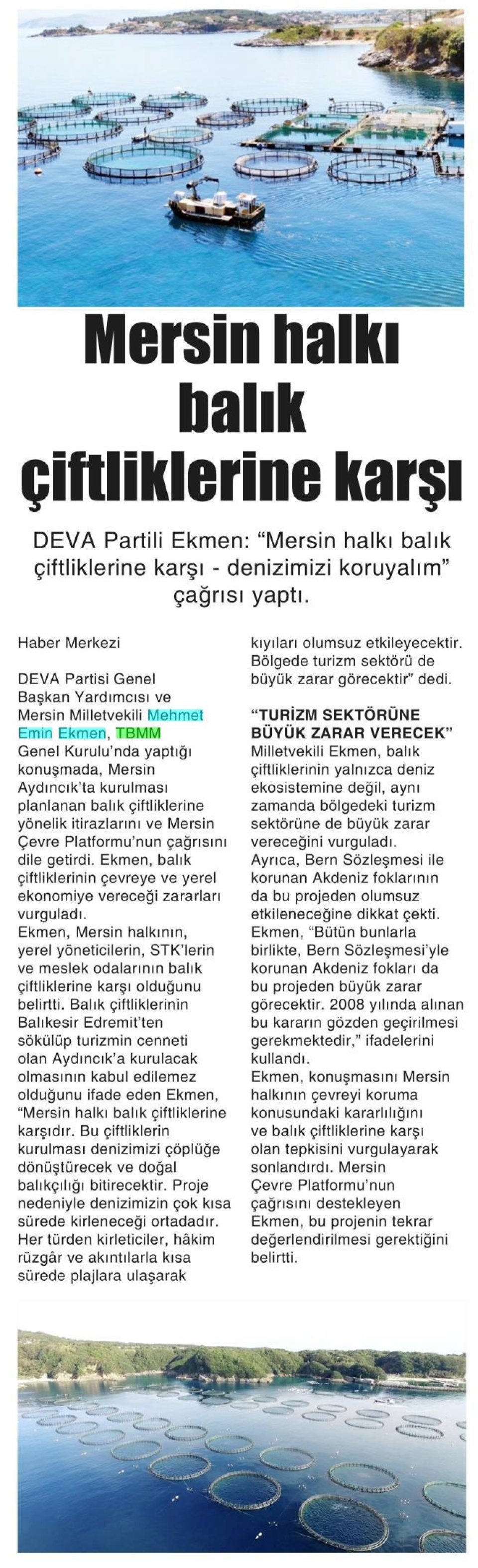 MERSİN HALKI BALIK ÇİFTLİKLERİNE KARŞI