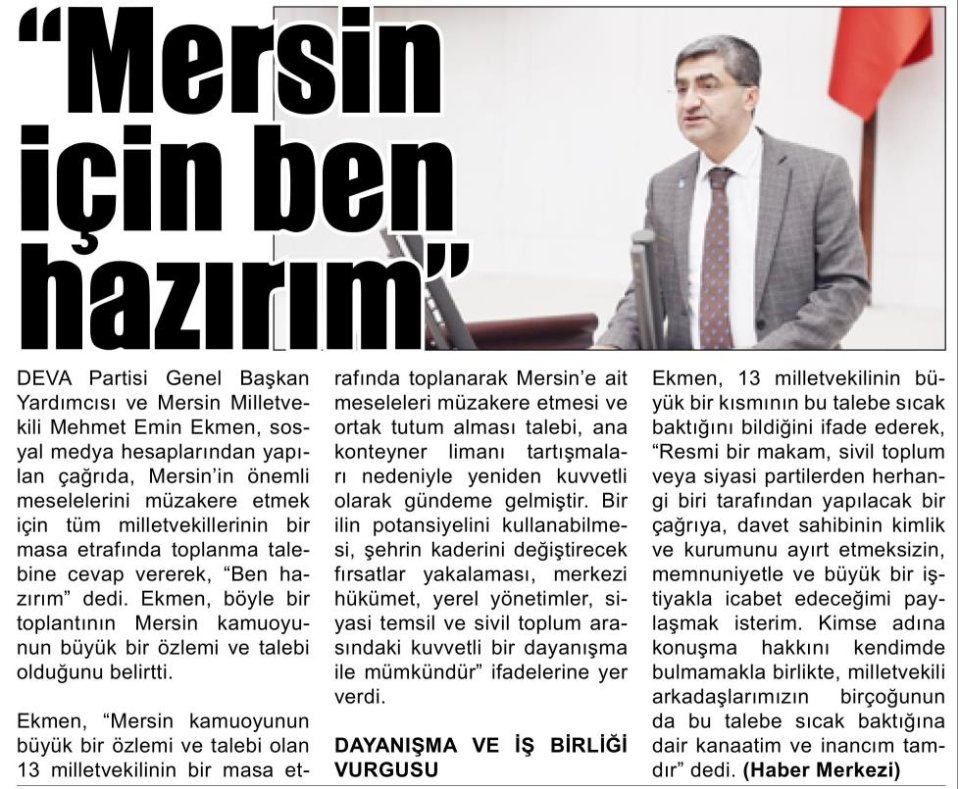 ''MERSİN İÇİN BEN HAZIRIM