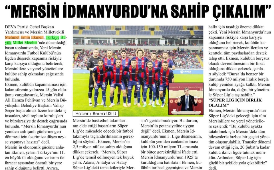 MERSİN İDMANYURDU'NA SAHİP ÇIKALIM