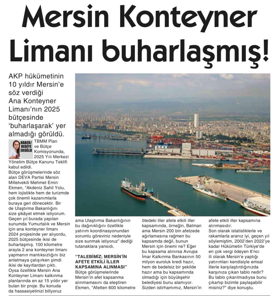 MERSİN KONTEYNER LİMANI BUHARLAŞMIŞ!