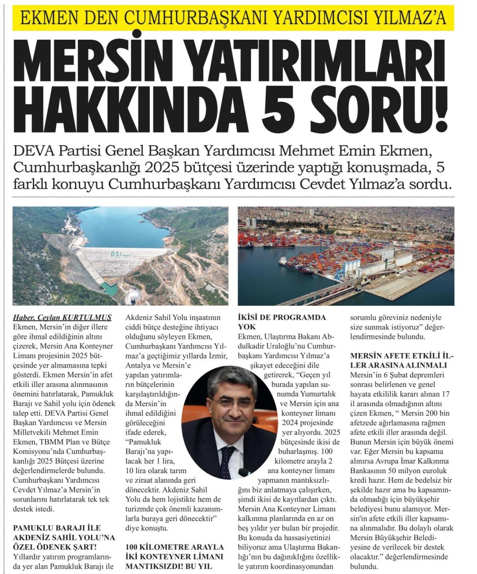 MERSİN YATIRIMLARI HAKKINDA 5 SORU!