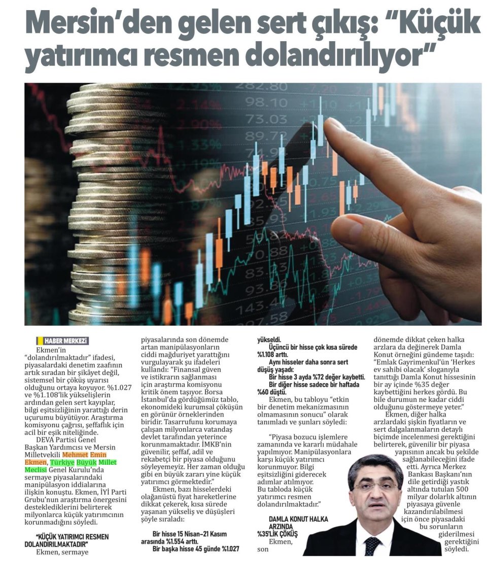 MERSİN'DEN GELEN SERT ÇIKIŞ