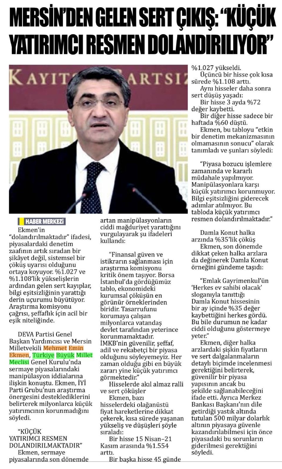 MERSİN'DEN GELEN SERT ÇIKIŞ : KÜÇÜK YATIRIMCI RESMEN DOLANDIRILIYOR