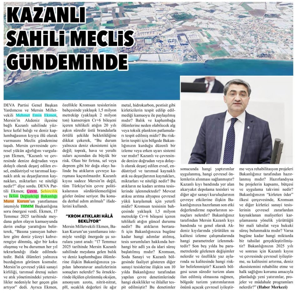 MERSİN'İN BAĞRINDA ZEHİRLİ ATIK! 2 MİLYON TON