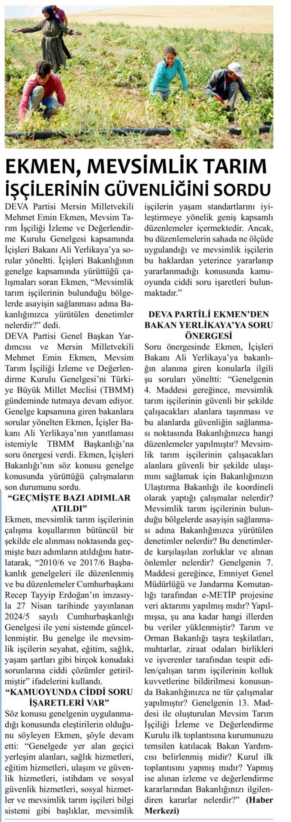 MEVSİMLİK TARIM İŞÇİLERİ GÜVENDE Mİ ?