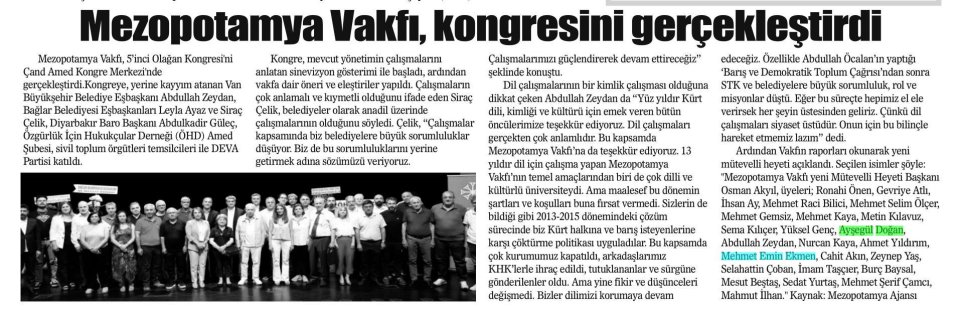 MEZOPOTAMYA VAKFI, KONGRESİNİ GERÇEKLEŞTİRDİ