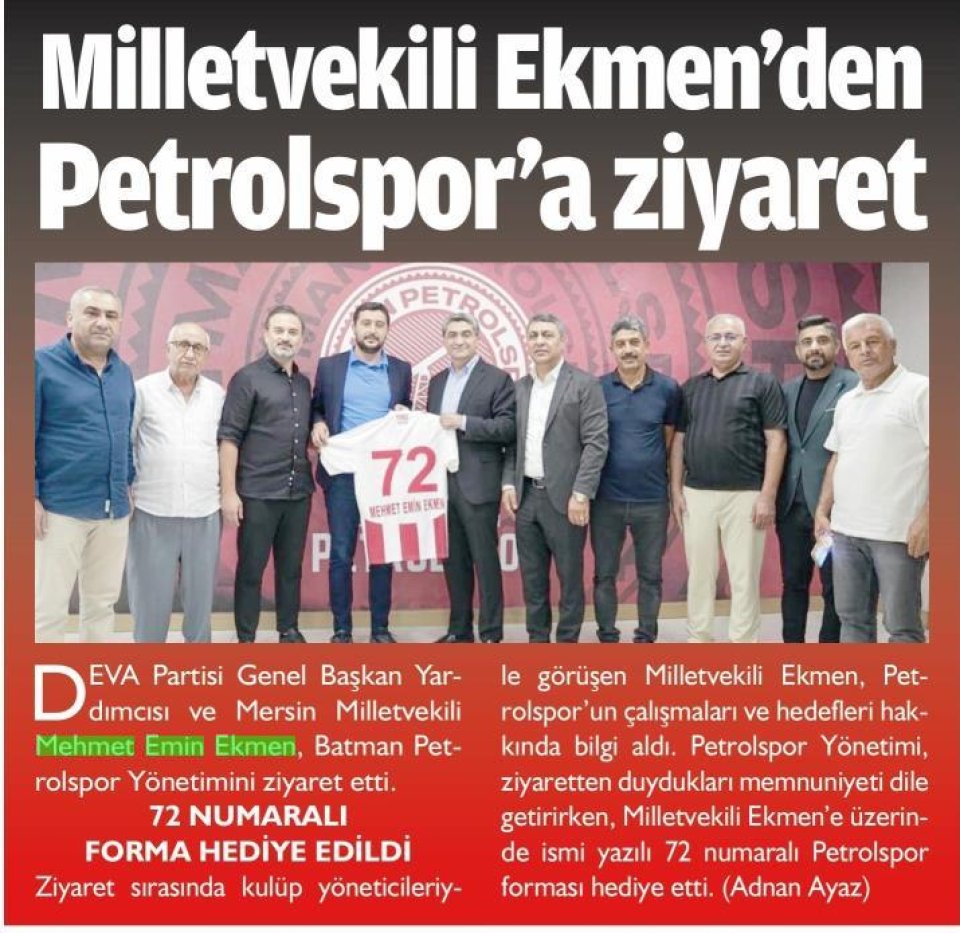 MİLLETVEKİLİ EKMEN'DEN PETROLSPOR'A ZİYARET