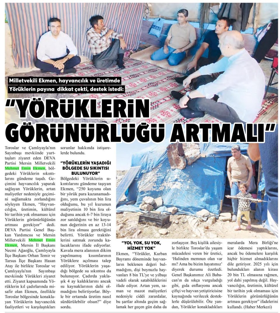 MİLLETVEKİLİNDEN YÖRÜKLERE ZİYARET